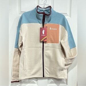 Cotopaxi Women's XL Abrazo Fleece Full-Zip Jacket Light Blue Off-White Cream NWT